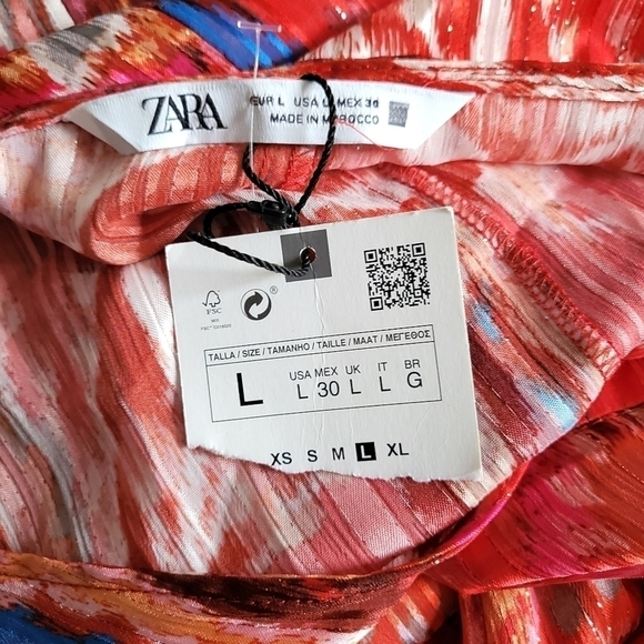 New ZARA SS21 Metallic Thread Printed Dress Multicolored NWT Size Large - Picture 12 of 13